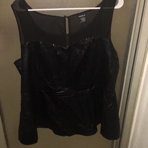 Black pleather studded around chest populism top